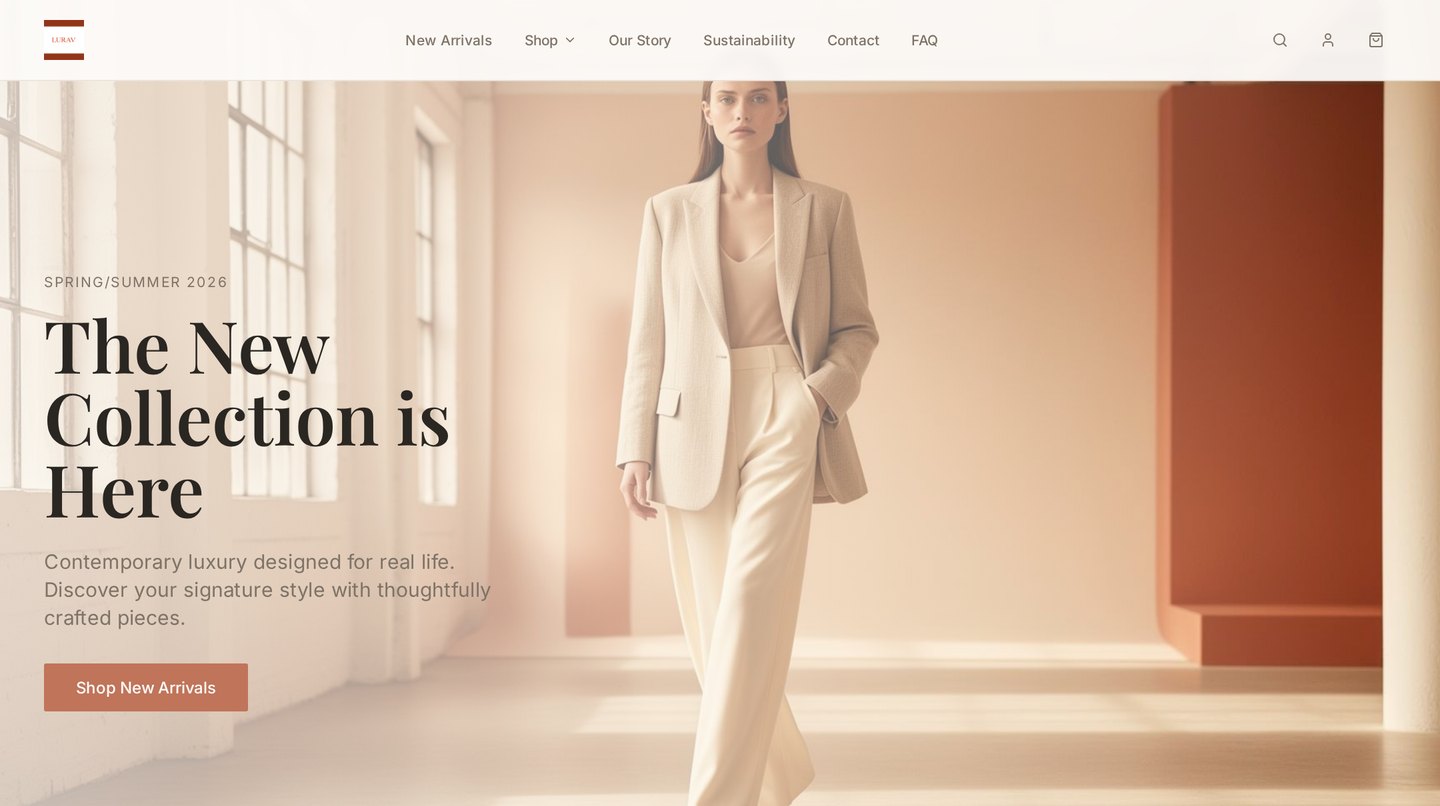 Lurav fashion website preview